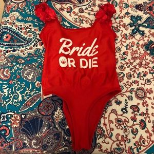 “Bride or Die” Red One Piece Swimsuit
